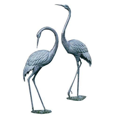 SPI Medium Garden Crane Pair Sculpture Green