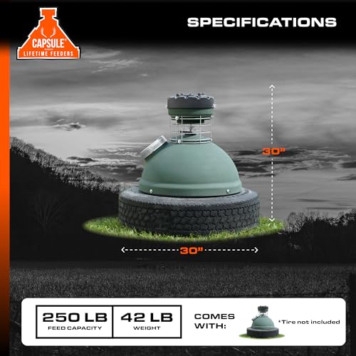 Capsule Game Feeders 250LB Capacity 360-Degree Broadcast Game Feeder Green