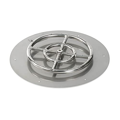 American Fireglass SS-RFPKIT-P-18 Propane 18" Round Stainless Steel Flat Pan with Spark Ignition Kit (12" Ring Burner Included)