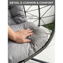 Double Hanging Egg Chair with Stand for Two Persons, Oversized Outdoor Patio Swing Loveseat with Cushions for Garden, Balcony, Living Room, Bedroom