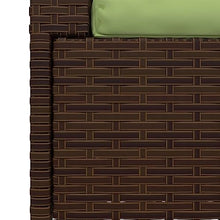 Todiikf Patio Loveseat with Cushions, Brown Poly Rattan 2-Seater Outdoor Sofa for Garden Backyard, Modular Wicker Sectional Couch with Steel Frame and Green Pillows, 55.1 Inch Length