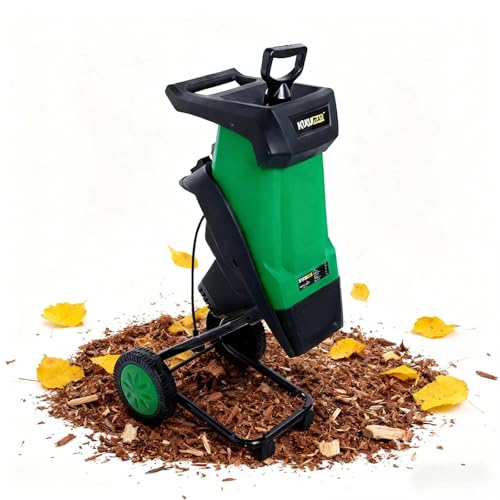 EXSHUING Powerful 2400W Garden Shredder with 50L Bag, Quiet Operation, 40mm Branch Capacity, Electric Wood Chipper and Leaf Mulcher, Portable Yard Waste Shredder for Home Garden Landscaping