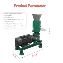 JARYANNIX 220V Three-Phase 6mm Wood Pellet Maker with 2-Head Rollers, Agricultural Waste Pelletizer,130lbs/h Pellets for Small Farm Use