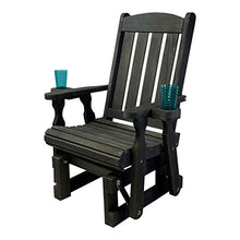 Amish Casual Heavy Duty 600 Lb Mission High Back Treated Glider Chair with Cupholders (Semi-Solid Black Stain)