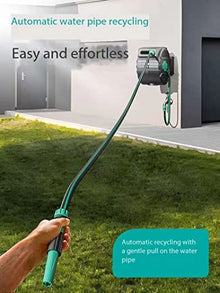 Hose Reel, Wall Mounted Automatic Retractable Telescoping Hose, 180° Rotating Bracket, Storage Hose Cart, Ideal for Garden Watering (17m)