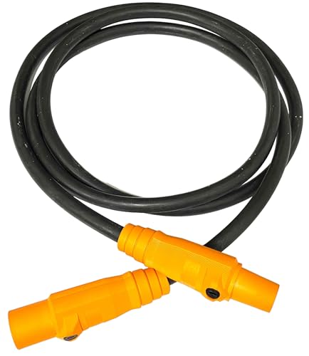 2/0 AWG Black Type W Generator Power Cable Rated for 300 Amps, Male/Female Series 16 Camlocks, Power Cord (Orange, 100 FT)