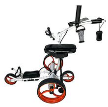 Insanity Golf Electric Golf Trolley Cart with Remote Control, Aluminum Frame, Lithium-Ion Battery - White Cart and Orange Wheels