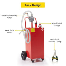 40 Gallon Fuel Caddy with Pump, Portable Gasoline Diesel Storage Tank on Wheels, Heavy Duty Gas Can with Hose and, Fuel Transfer Container for Car, Truck,ATV,Boat,Mower,Motorcycle(Red)