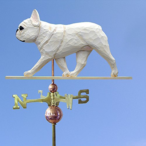 French Bulldog Hand Carved & Painted Weathervane Cream, 22 Inch, No
