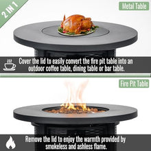GDFStudio 30" Round Propane Fire Pit Table, 50000 BTU Outdoor Gas Heater with Steel Top & Wicker Base, for Patio, Deck, Garden, Black