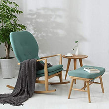IIPOSAQQ Single Solid Wood Rocking Chair Smooth Rocking Motion with Cushion Lunch Break Recliner with Footrest - Green
