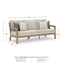 Signature Design by Ashley Hallow Creek Outdoor Sofa with Cushion, Heavyweight Resin Polymer and High Performance Fabric, for Patios and High-Wind Areas, Driftwood, 76" W