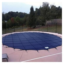 MZZKFC Customizable Round Inground Pool Safety Cover, 3 5 10 15 20 25 30 35 FT Dia Winter Pool Protector, Extra Long Pool Safety Net Cover Max Load 200kg/441Ibs(Blue,33.5ft)