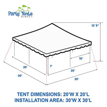 Party Tents Direct 20' x 20' Weekender Pole Canopy, White Top & Sidewalls
