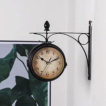 Wall Clock, Double Sided Wall Clock, Outdoors Vint Retro Double Sided Wall Clock European Style Iron Wall Clock Retro Decorative Standing Clock Hanging Decorative Suitable For Indoor And Outdoor Black