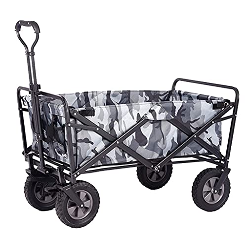 Outdoor Folding Utility Wagon 4 Wheeled Folding Camping Cart, Utility Garden Trolley, Portable Outdoor Handcart with Brake, for Beach Picnic, Load-Bearing 100KG / 220lbs (Style 13)