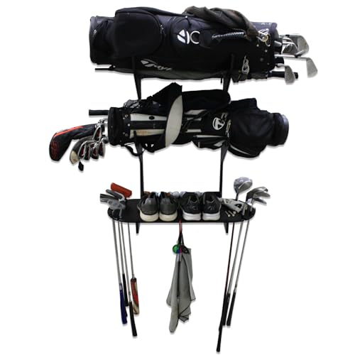 TRAPSKI Golf Bag Wall Rack Storage Organizer Black