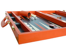 Zaza & Sacci Leather Backgammon Set 20" Orange