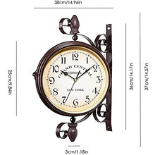 RJYYYDS Wall Clock, Outdoor Garden 15 Inch Classical 360°Rotation Double Sided Train Station Clock with Bracket Indoor Decoration Waterproof