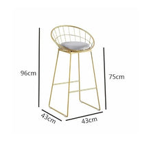 YXIANG56Q Bar Stools Gold Color with Backrest Iron Bar Stool Home Leisure Restaurant Bar High Chair 2 Pieces Set Bar Chairs
