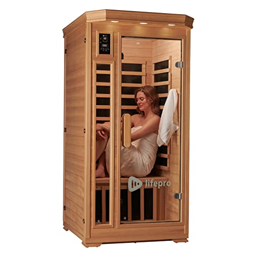 LifePro 1 Person Far Infrared Home Sauna Brown