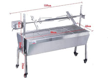 PreAsion 35 Inch BBQ Rotisserie Grill Roaster Stainless Steel Barbecue Charcoal Grill with Back Cover Automatic Rotary Pig Lamb Spit Kit 15W 110V