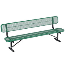 esheno 8FT Outdoor Garden Bench, Heavy Duty Metal Patio Bench with Backrest, Rustproof Resistant Commercial Grade Outdoor Seating for Park Yard Lawn Deck Balcony Porch, Green