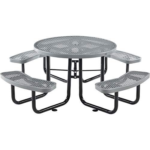 Global Industrial 46" Round Picnic Table, Expanded Metal, Gray