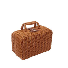 Picnic Baskets Woven Storage Basket Portable Storage Box with Handle Boxes Flower Snack Handbag Outdoor Picnic Baskets ，One Color-Black