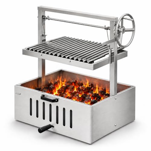 Santa Maria Grill, Adjustable V-Grate, Hand Crank, Charcoal BBQ