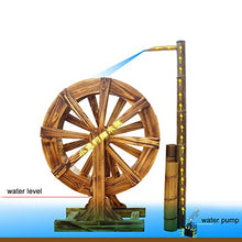 Wood Water Wheel Fountain Feng Shui Wheels Yard Decorative Outdoor,Garden Decoration Water Feature with Bamboo Tube and Water Pump, Rustic Ornamental Waterfall Fountain for Outdoor Garden Patio Back