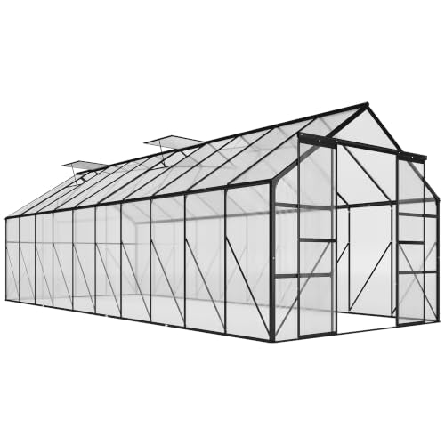 Outsunny 20' x 8' Polycarbonate Greenhouse Walk-in Aluminum Frame Clear
