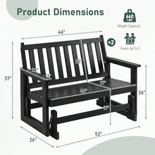 Furnimart 2-Piece Patio Glider Bench Set, HDPE All-Weather Outdoor 2-Person Gliders, Heavy-Duty No-Wobble Frame, Supports 660 LBS Each, Porch, Backyard, Garden & Deck, Black