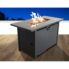 Outdoor Fire Pit Table with Lid for Patio and Backyard Use 25 Inch Height 42 Inch Width Steel Construction