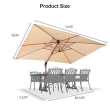 OROTLECT 156'' x 120'' Double Top Wood Pattern Rectangle Umbrella With Steel Plate Base,Beige