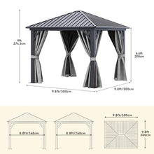 DWVO 10x10ft Hardtop Gazebo with Nettings and Curtains, Heavy Duty Galvanized Steel, Gray