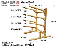 Log Kayak Rack 4 Place One Sided Kayak and SUP Rack Unfinished