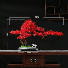 HCZKIUJ Bonsai Simulation Red Maple Leaves with Decorations Ornaments Home Living Room Potted Plants Desktop Plant