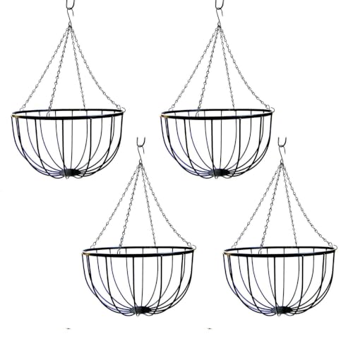 22in Bellus Large Hanging Basket 4PK - 22in x 12in - Black PVC Coated