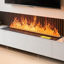 Multi-Colour RGB 3D Water Vapour Fireplace with Adjustable Brightness, Atomized Flame Effect, Automatic Water Refill, Remote and Touch Screen Control, Easy Install Design