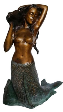 Nifao Mermaid Nude Art Figurine Medium Bronze Fountain, 26"L x 18"W x 36"H