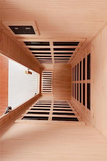 Spacious Far Infrared Sauna Room with Multiple Exercise Options, Non-Radiative Carbon Crystal Heating, Waterproof Design, LCD Control Panel, & LED Lighting - Enhances Metabolism & Immune System
