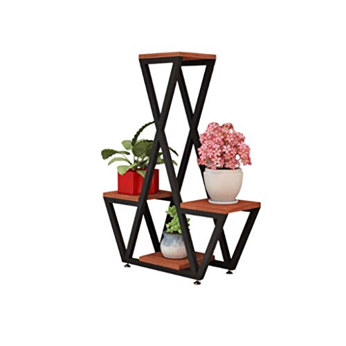 Tiered Indoor Outdoor Plant Stand, Plant Rack Shelf Holder, Patio or Garage Storage Rack, Shoe Organizer, Black Metal Frame (Color : White-Patch Five-Pointed star4) (White Patch Five)
