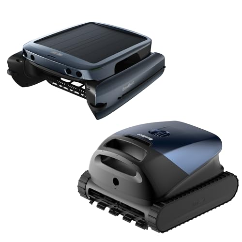 Beatbot Sora 10 Cordless Robotic Pool Vacuum Cleaner with iSkim 24/7 Cleaning Solar Powered Skimmer, Cleans Floor, Walls, Waterline and Surface-Royal Blue & Blue