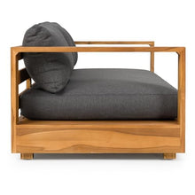 Santorini Outdoor Grey Olefin Fabric & Natural Teak Sofa Set