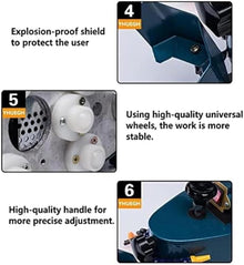 Wrobelax Electric Glass Edging Machine - Portable Small DIY Diamond Glass Art Corner Grinding Edger for Plane, Curve, Rounded Corner - Polish Edge Machine(Color:Blue)