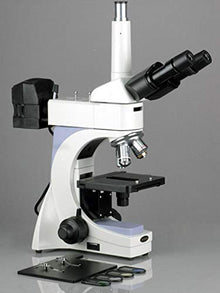 AmScope ME400TA Metallurgical Trinocular Microscope 40X-640X Blue