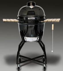 17” Large Kamado Gourmet Ceramic Grill & Smoker – Includes Cart, Side Shelves, Forge Fire Chamber, Free Heat Deflector & Ash Tool, Heavy-Duty Ceramics for Grilling, Smoking & Baking – Black Pepper