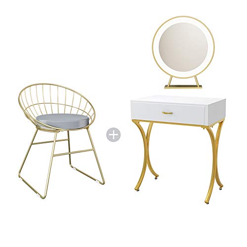 Side End Table Vanity Set with LED Mirror Cushioned Stool Dressing Table Vanity Makeup Table with Sliding Drawer , Makeup Organizers Separately Console table , side table 3 Sizes for Living Room Bedro