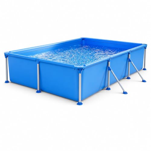 Family Size Frame Pool, Rectangular Above Ground Swimming Pool for Backyard